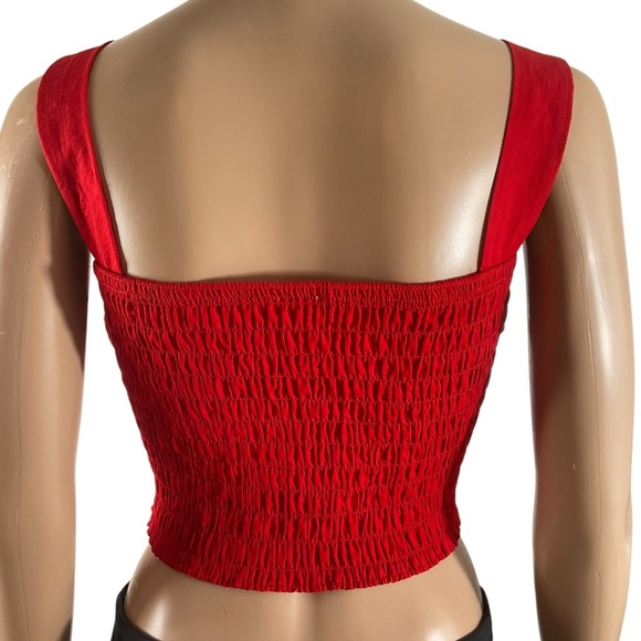 Sienna Sky Red Bow Front Crop Top Size Medium - Picture 5 of 9